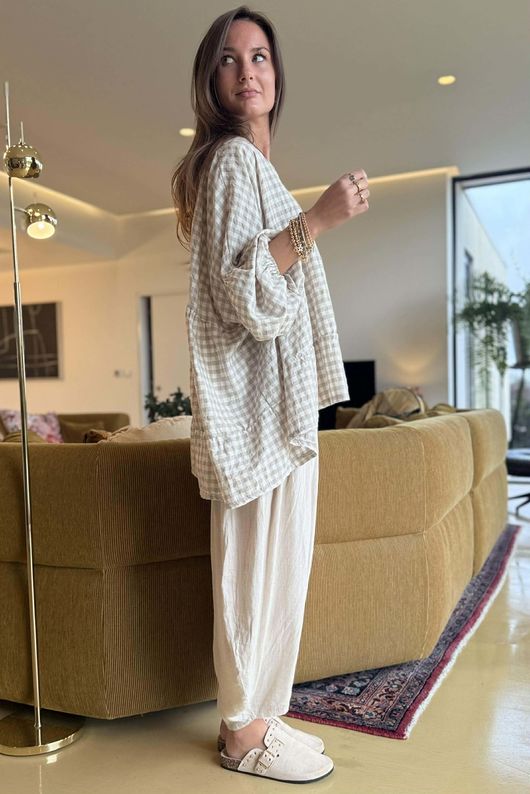 Nonni Gingham Artist Smock Stone